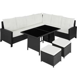 tectake Polyrattan havemøbelsæt Barletta 116.5 x 63 x 75 cm Sort