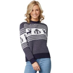 Julesweater Winterwonderland blå-hvid til kvinder - XXL