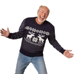 Julesweater Snebyger blå-hvid - S