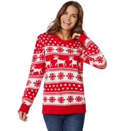 Julesweater Vinterfortryllelse rød-hvid til kvinder - L