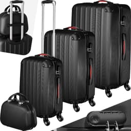 tectake Resväskor 4 set Pucci, bagage av ABS-hårdplast - svart