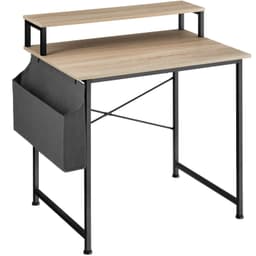 Pöytä hyllyllä ja kangaskassilla - teollinen vaalea puu, tammi, 80 cm