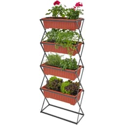 Vertikal blomsterkasse med 4 kasser 52x21x127cm - brun