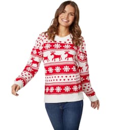 Julesweater Vinterfortryllelse hvid-rød til kvinder - L