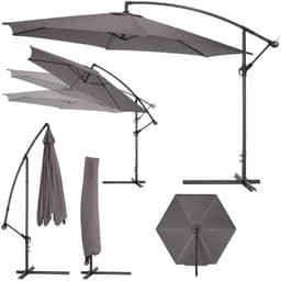 tectake Parasol 350cm 350 x 350 x 290 cm Grå
