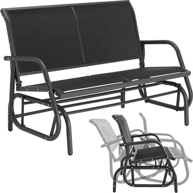 tectake Gungbänk Greta 2-sits 121x72x86,5cm - svart
