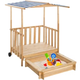 tectake Sandkasse med tag 106 x 105 x 137 cm Blå