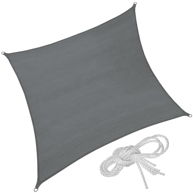 tectake Solsegel i polyeten kvadratiskt, grå - 400 x 400 cm