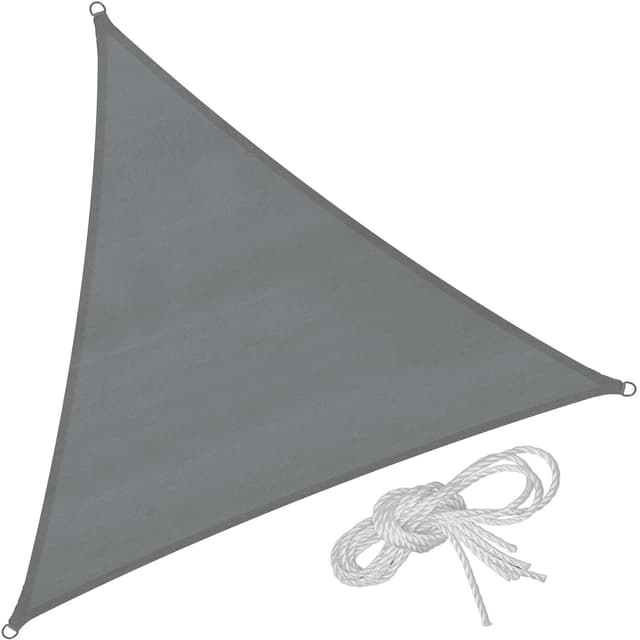 tectake Solsegel i polyeten trekantigt, grå - 400 x 400 x 400 cm
