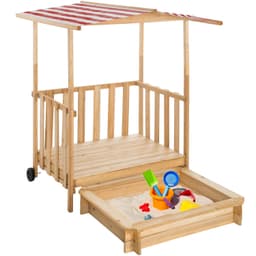Sandkasse med tak 106x105x137cm - rød