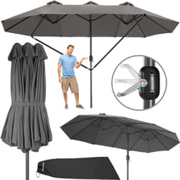tectake Parasoll Silia 460x270cm med 3 vindskydd 460 x 270 x 241 cm Grå