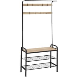 Takki- ja kenkäteline - 85.5x36x184cm, teollinen vaalea puu, tammi