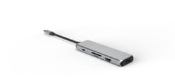 NÖRDIC 1 til 8 USB-C-dockingstation dobbelt HDMI 4K 60Hz, 1xUSB-C PD87W 3xUSB-A 3.1 1xSD Micro SD-kortlæserplads grå dobbelt HDMI USB C-adapter