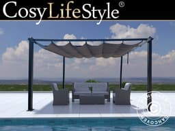 Pergola pavillon Santa Cruz, 4x4m, Sort/Grå