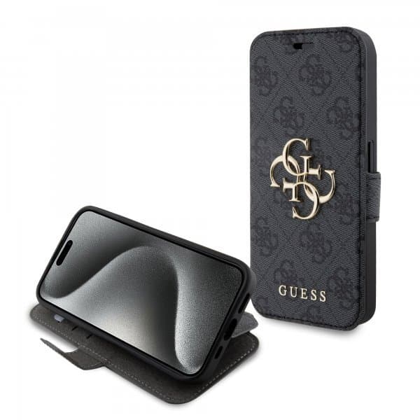 Guess iPhone 15 Pro Etui 4G Logo Grå