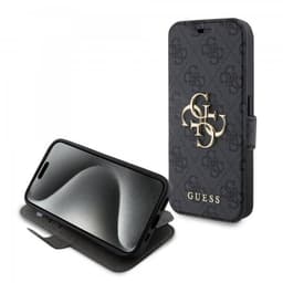 Guess iPhone 15 Pro Kotelo 4G Logo Harmaa