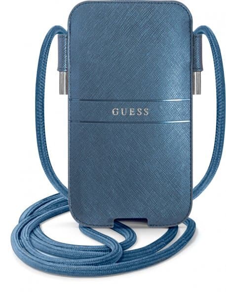 Guess Pouch Saffiano Large Blå