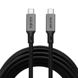 NÖRDIC 7m USB 3.2 Gen 2 USB-C - C nylon punottu kaapeli PD3.1 240W 20G 4K60Hz musta