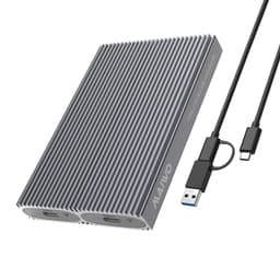 Maiwo K1202P Dual Disk NVMe SSD-kabinett USB-C 3.1 GEN2 10 Gbps