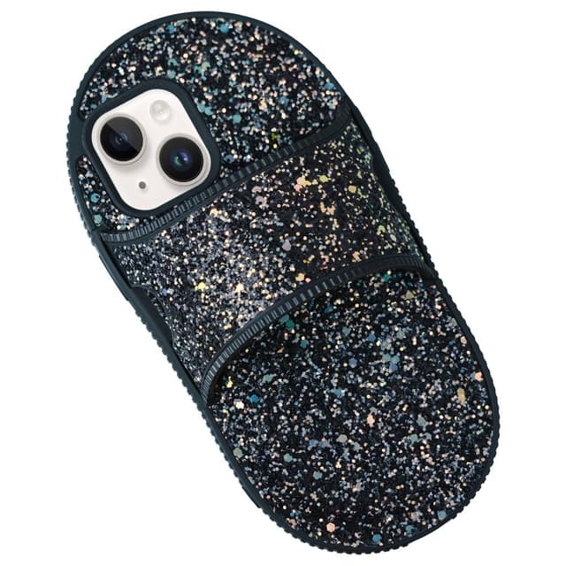 För iPhone 15 TPU Fodral Slipper Toffla Stil Ställ Anti-Fall Telefonfodral