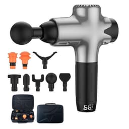Massasjepistol med 8 utskiftbare massasjehoder, grå