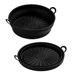 Sammenklappelig Rund Silikoneform til Air Fryer 21,6 cm – Genanvendelig Silikoneindsats, Fødevaregodkendt, Black