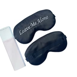 Silkelignende stoff Brodert Justerbar Blokkerende Lys Eye Mask Sleep Mask Sort