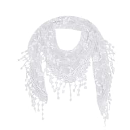 Flower Lace Triangel Scarf Vit