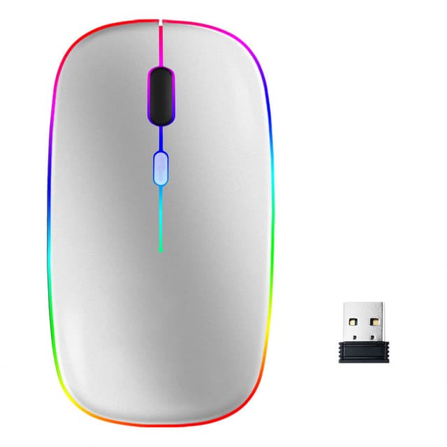 Trådlös datormus med RGB LED dual mode Bluetooth/Wifi Silver - Elgiganten