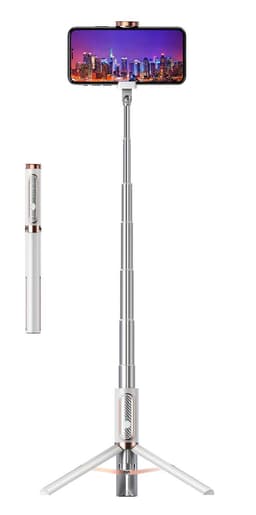 Selfie stick / Tripod Aluminium - udtrækkelig og med fjernbetjening - sølv