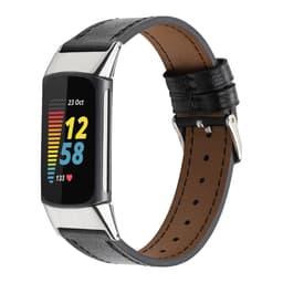 Läderarmband kompatibelt med Fitbit Charge 5 Klockarmband läder Svart