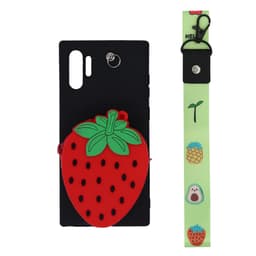 Samsung Note 10 Plus skall / lommebokveske Strawberry / svart / rød