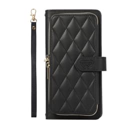 Vetoketjullinen Flip Phone Case -lompakkokotelo luottokorttipaikoilla Samsungille Musta Samsung S21 Plus