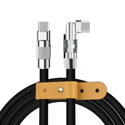 120W flytende silikon 90° roterende hurtigladekabel med Type-C-port Sort 123 x 0.6cm