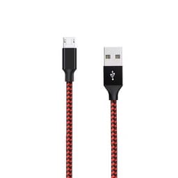 Mikro-USB-nailonpunottu latauskaapeli 0,9 m - punainen / musta