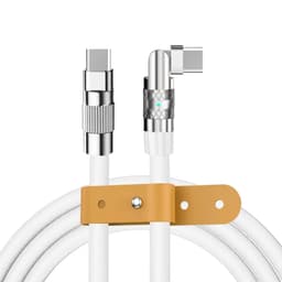 120 W nestemäinen silikoni, 90° pyörivä pikalatauskaapeli Type-C-portilla Valkoinen 1 m