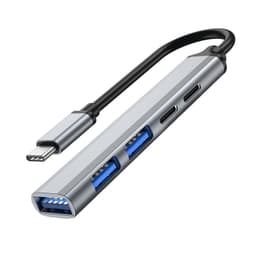 5-i-1 USB-C-hub med USB 2.0/3.0 USB-C PD 60W Sølv