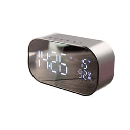 Bluetooth-högtalare väckarklocka Svart silver