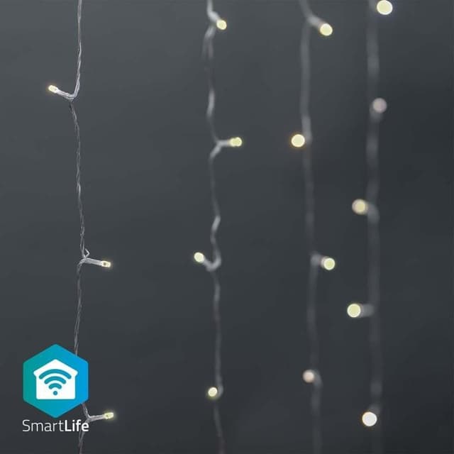 Nedis SmartLife Julelys | Gardin | Wi-Fi | Varm til avkjølt hvitt | 200 LED's | 3 m | Android™ / IOS