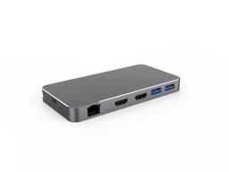 NÖRDIC 1 til 7 USB-C-dokkingstasjon for doble skjermer 2xHDMI 8K30Hz 4K120Hz PD3.0 100W 2xUSB-A 1xUSB-C 1xRJ45 Giga Macbook M1 & M2