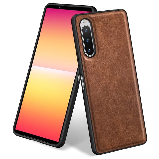 SKALO Sony Xperia 10 V PU-Läder Hybrid Skal - Brun