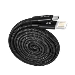 Promate 1m USB A til USB C til opladning og synkronisering 2A med super slank design og nylon tekstilkabel