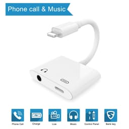 NÖRDIC Lightning adapter til 1x Lightning og 1xljud ​​3,5 mm hvid 10cm kabel