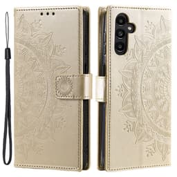SKALO Samsung A55 5G Mandala lompakkokotelo - Kulta