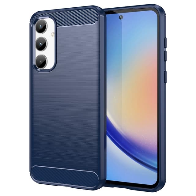 SKALO Samsung A35 5G Armor Carbon Iskunkestävä TPU suojakuori - Sininen