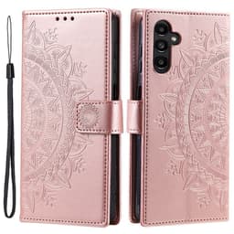 SKALO Samsung A55 5G Mandala Flip Cover - Rosa guld