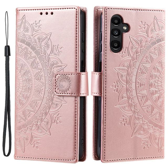 SKALO Samsung A55 5G Mandala Flip Cover - Rosa guld