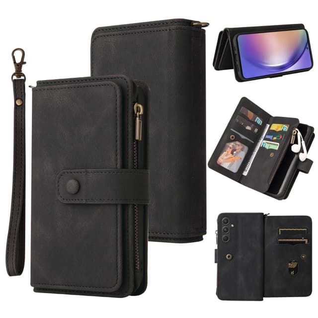 SKALO Samsung A55 5G Big Wallet 17-FACK Plånboksfodral - Svart