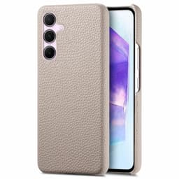 SKALO Samsung A55 5G PU Læder Litchi Cover - Khaki