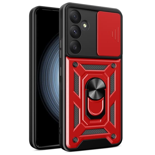 SKALO Samsung A35 5G Armor Hybrid Metal Ring Camera Slider - Rød
